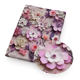 BrightGlow 3D Flowers Printed Fabric Flowers Fabric Sold by the Metre Fabric for Sewing Decoration Fabric with 3D Flowers Colourful Retro Decorative Fabric Flowers Plants Fabric for DIY Handmade