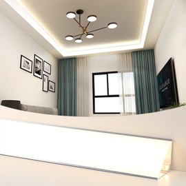 JARBIH 5PACK Led Aluminum Profile for Ceiling Wall Decoration, 1M/3.3ft 6cmx6cm Top Corner Strip Line Luminous Ceiling Free Lamp Internal Channel Linear for Living Room Home(Silver)