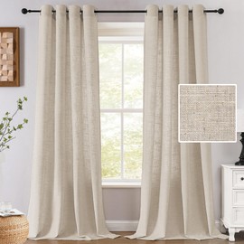 H.VERSAILTEX Extra Long Linen Curtains 108 Inches for Living Room Set of 2 Panels Grommet Drapes Thick Linen Fabric Privacy Curtains for Patio Door, 52" W x 108" L, Linen