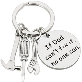 TRIXES If Dad Can’t fix it No one Can Keyring - Dad Keyring - Key Fob - Silver Metal Alloy - Tools Pendant - Split Ring - Key Chain - Car Accessories - Father’s Day Gifts