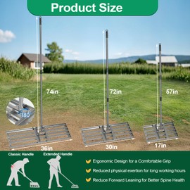 Lawn Leveling Rake, 30 x10 inch Lawn Leveler Tool with 72" Saving Durable handle, Heavy Duty Effort Saving Levelawn Garden Tools, Landscape Rake for Lawns Yard Backyard Garden Golf Course Farm Pasture