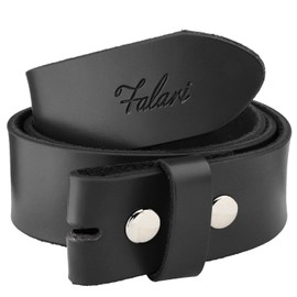 Falari Replacement Genuine Leather Belt Strap Without Buckle Snap on Strap 1.5" Wide 8005-BLACK-34