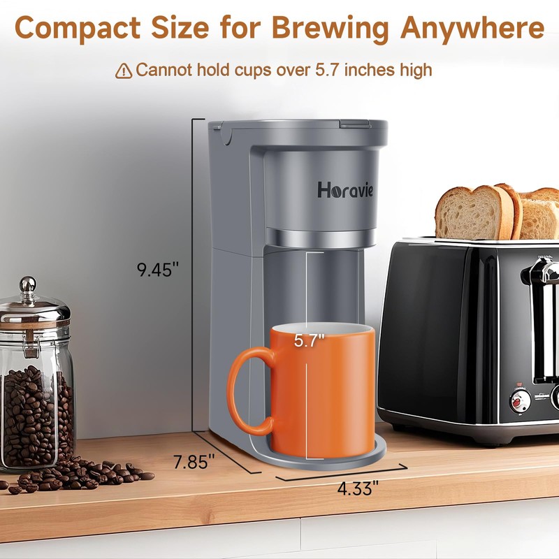 Horavie Small Single Serve Coffee Maker, Fast Brew One Cup