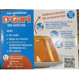 D'Gari 3 D'GARI Gelatin Dessert Sugar Free Orange. Gelatina Light Sin Azucar Naranja