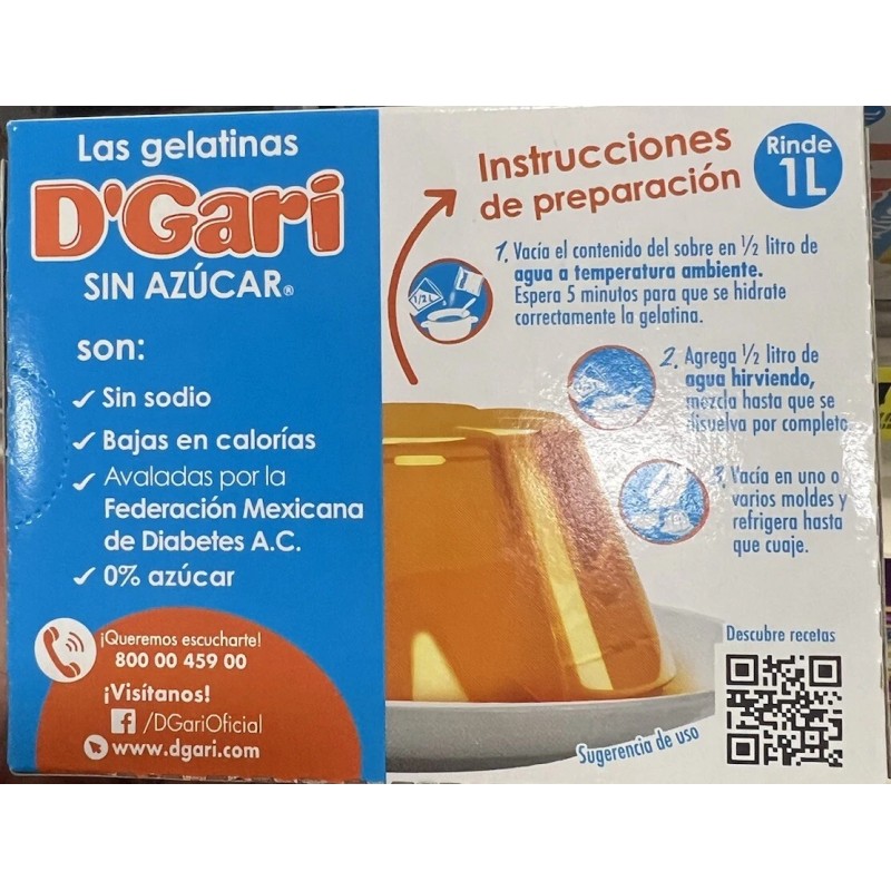 D'Gari 3 D'GARI Gelatin Dessert Sugar Free Orange. Gelatina Light