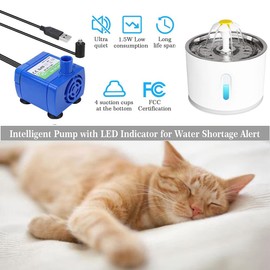 Cat Water Fountain, 81oz/2.4L LED Pet Fountain Stainless Steel Automatic Drinking Water Dispenser for Cats, Dogs, Other Pets