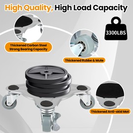 Furniture Dolly, Carbon Steel Panel Furniture Movers with 5 Wheels, Locking 360° Swivel Rubber Casters, Furniture Lifter, Heavy Duty Furniture Sliders, Dolly Kit for Moving Furniture, 3300LBS