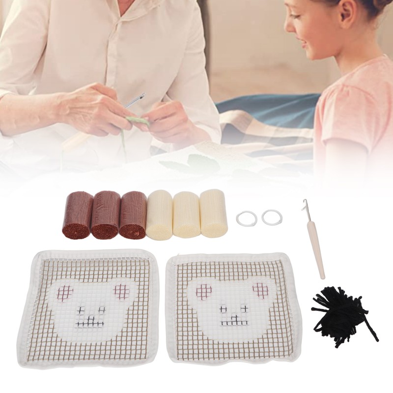 Latch Hook Kit Cup Coaster DIY Set Lovely Bear Pattern