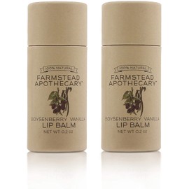 Farmstead Apothecary 100% Natural Lip Balm with Organic Beeswax, Organic Shea Butter & Organic Coconut Oil, 0.25 oz (Boysenberry Vanilla Pack of 2)