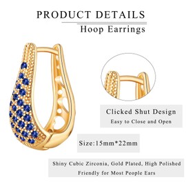 Chunky Gold Hoop Earrings For Women│Cubic Zirconia Hollow Gold Plated Hoops Earrings Jewellery for Wedding Anniversary│Sparkling Lightweight Gold Hoop Earrings Jewellery Gifts