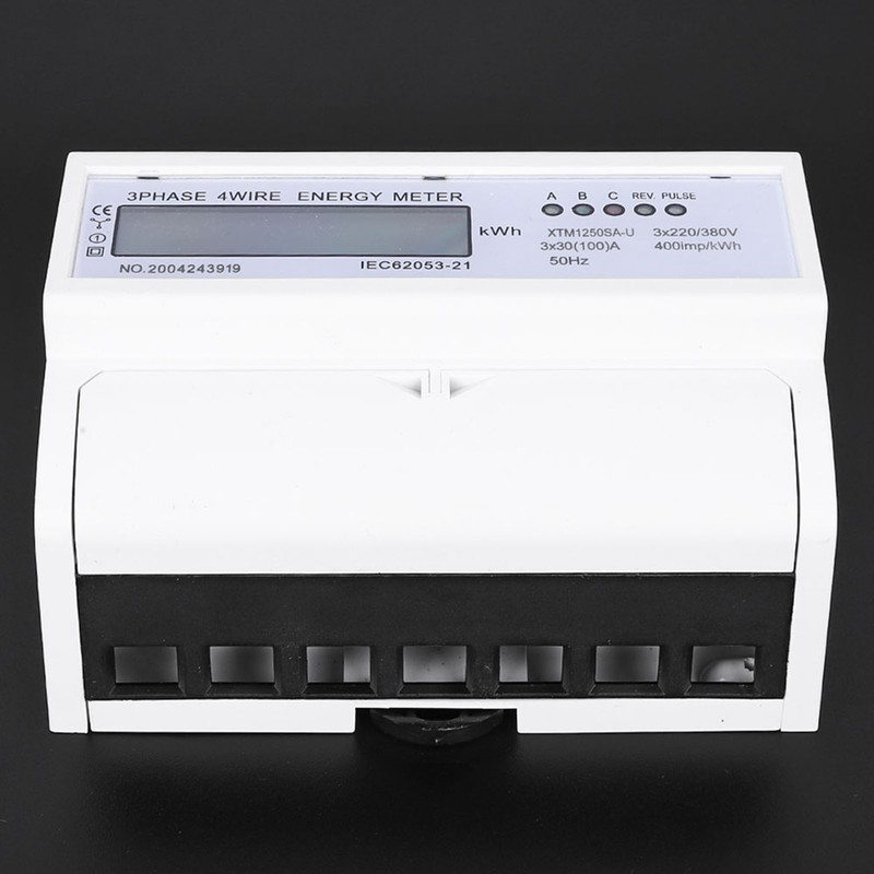 Digital 3 phase 4 Wire 7P Din Rail Electric Meter