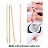 100-Count Double-Ended Nail Art Sticks - Natural Wood Cuticle Pusher
