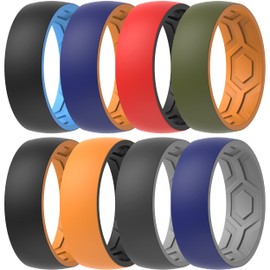 ThunderFit Anillos de boda de silicona para hombres y mujeres, diseño superior de 2 capas, 7 mm de ancho y 1,8 mm de grosor, 13.5 - 14 (23mm),