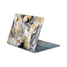 Skins4u Laptop Aufkleber, Notebook Skin Schutzfolie, Seidenmatt, Kratzfest, Blasenfrei, Selbstklenend Vinylfolie Rückstandslos Entfernbar 10 bis 17 Zoll Laptops (Marmor Gold Black, 34,0 x24,0cm)