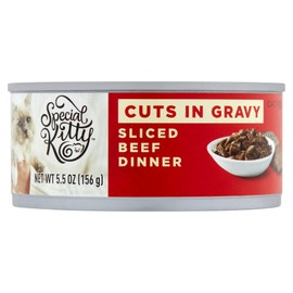 (6 Packs) Beef Flavor Gravy Sliced Wet Cat Food, 5.5 oz. Can, Provides 100% Complete and Balanced Nutrition for Adult Cats