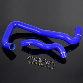PIT66 Silicone Radiator Hose Kit,Compatible with 2005-2007 Ford F250/350/450/550 6.0 6.0l Powerstroke Diesel Blue with Clamps