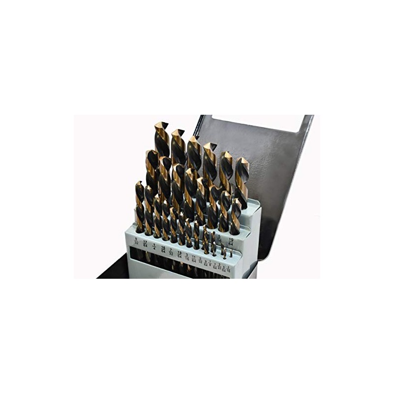 29PC Left Hand Industrial Black & Gold Drill Bit Set