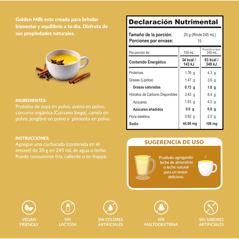 The mix superfooods Delicius GOLDEN MILK, no sugar add. 300