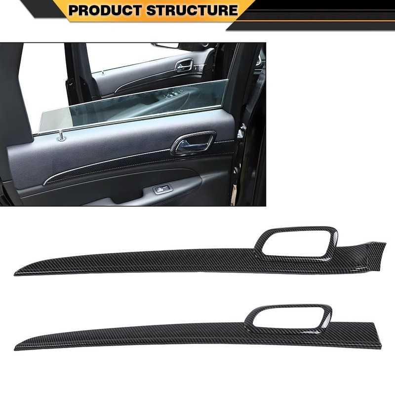 CNNELL Dashboard Panel Door Handle Trim Bezels Carbon Fiber Compatible