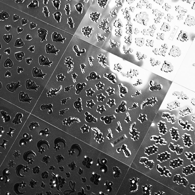 Lifextol 30 Sheets Flower Nail Stickers Charms for Fake Nail