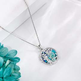 URONE Tree of Life Necklace 925 Silver Anonymous Alcoholic Pendant Tree of Life Necklace Sober Tree of Life Jewellery Gift for Women, No Gemstone