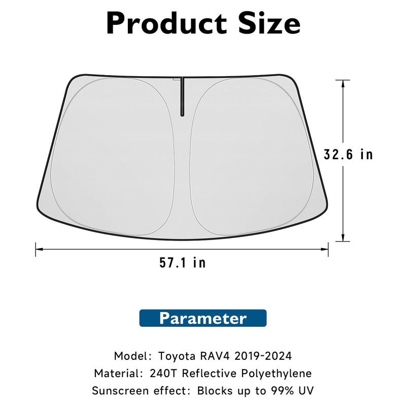 BIBLOZ Windshield Sun Shade for Toyota RAV4 2019-2023 2024 2025