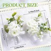 URROMA Wrist Corsage Boutonniere Set, 2Pcs White Rose and Ribbon