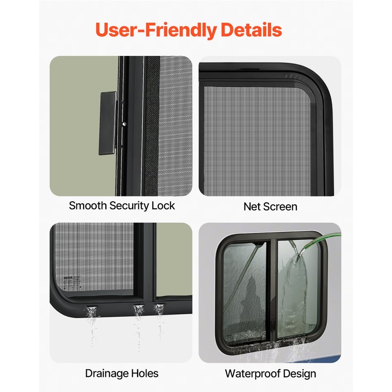 VEVOR Horizontal RV Window, 24" W x 20" H Tinted