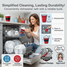 Red Cup Living Trainer Baby Sippy Cup 8 Oz BPA-Free Spill Proof, No Spill Non-Toxic Dishwasher Safe, Leak-Proof Lid, Easy Grip for Toddlers, Girls, Boys Christmas Gift for Kids, Water Juice Milk Cup