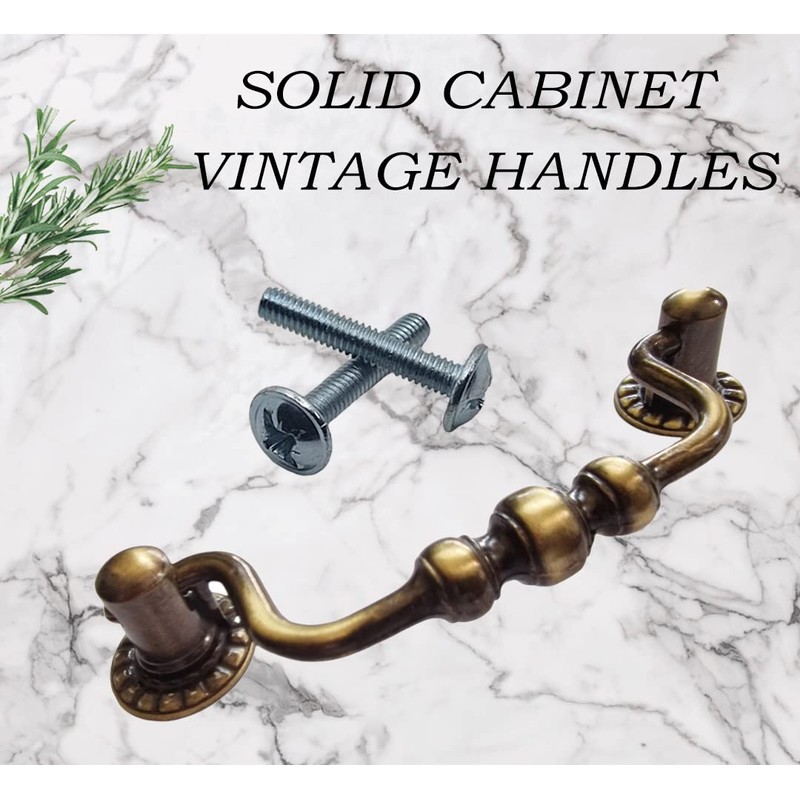 Universal Hardware Vintage Brass Drawer Handle Solid Cabinet Drop Swan