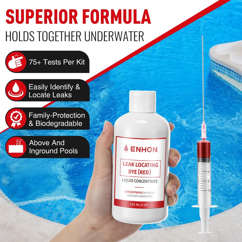 Enhon Pool Leak Locator Dye Kit – 8 oz Red