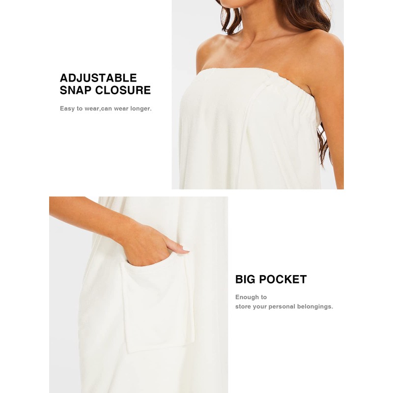 Ymmchy Women Wrap Towel Robe Wrap Spa Bathrobe Adjustable Buttons