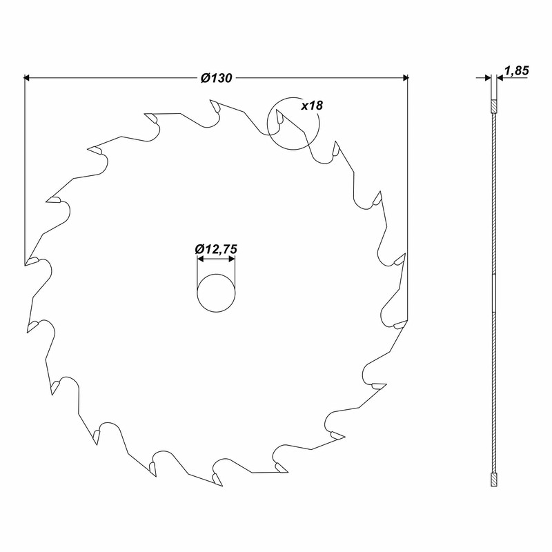 HM Circular Saw Blade Diameter 125 x 12.75 mm 18