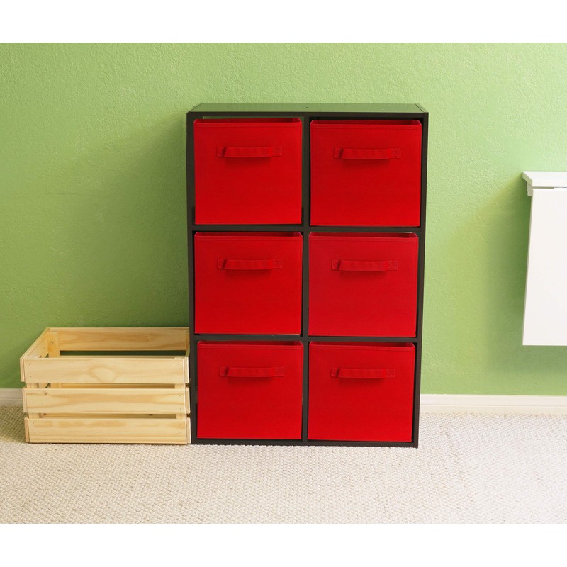 Simple Houseware Foldable Cube Storage Bins, 11-Inch Red, 6-Pack Fabric