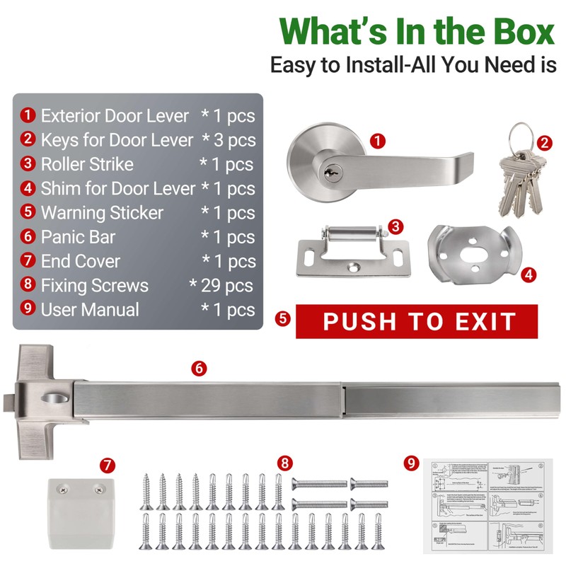 Push Bar Panic Exit Device for Emergency Exit Doors with