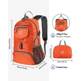 WATERFLY Ultralight Foldable Small Backpack: 20L Lightweight Packable Hiking Backpack Daypack Trekking Backpack Outdoor Sporty Backpack Travel Daypack for Men Women