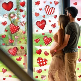 Valentines Day Window Clings Sticker,Red Valentines Day Decorations for Home Wedding Anniversary Party,Valentine Stickers for Glass Windows