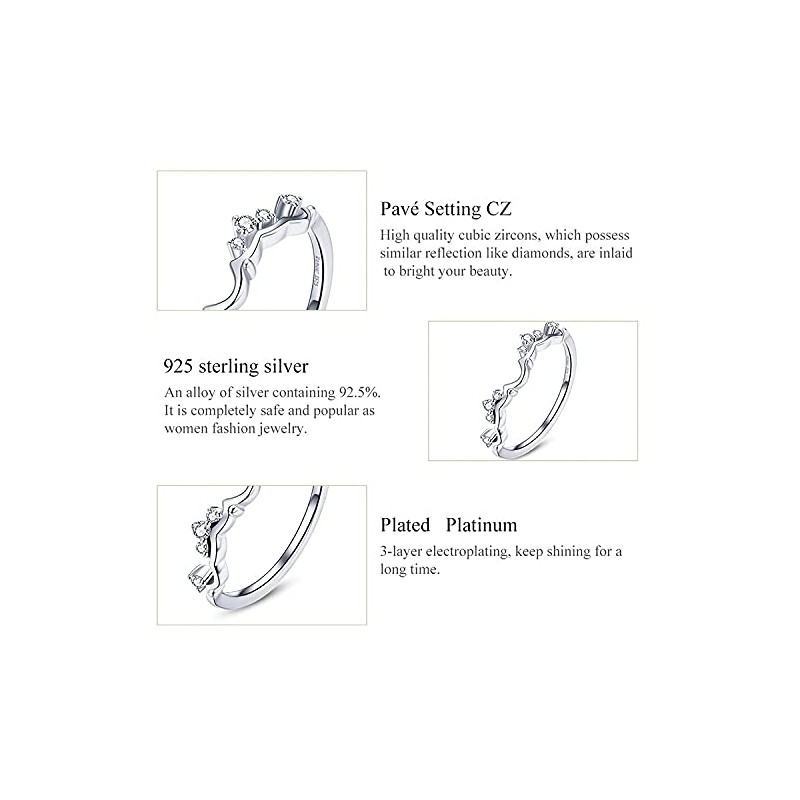 PAHALA 925 Strling Silver Lace Hemline Crown Ring With Crystals