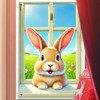 BlissYard Easter Banner Bunny Curtain Window Cover Cute Bunny Banner