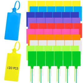 LeonBach 120 PCS Large Plastic Shipping Tags,2.3" x 9.8",Large Waterproof Shipping Tags Big Self Locking Seal Tags Zip Tie Plastic Label Tags for Logistics Use Luggage Labeling(Mixed 10 Colors)