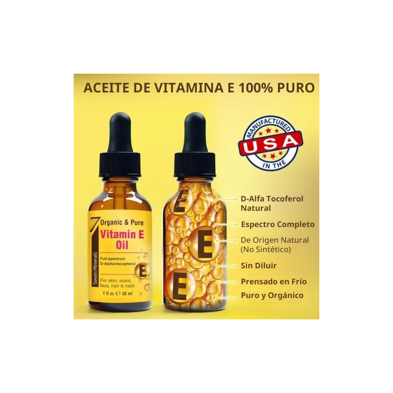 Seven Minerals - NUEVO aceite de vitamina E ultrapuro, 75