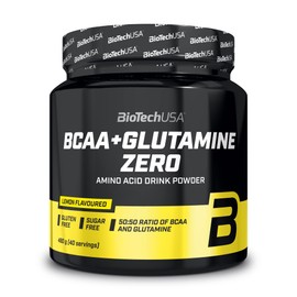 BioTechUSA BCAA + Glutamine Zero Flavoured Drink Powder with BCAA and L-Glutamine Content with Sweeteners, 480 g, Lemon