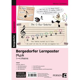 Lernposter Musik - 1.-4. Klasse: 6 Poster für den Klassenraum (Bergedorfer® Lernposter)