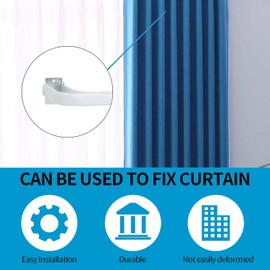 Kowibcl 4 Pcs Double Curtain Rod Bracket Curtain Rod Hooks, Curtain Rod Holders with Screws, Wall Mounted Double Curtain Rod Hangers Hooks for Home Office