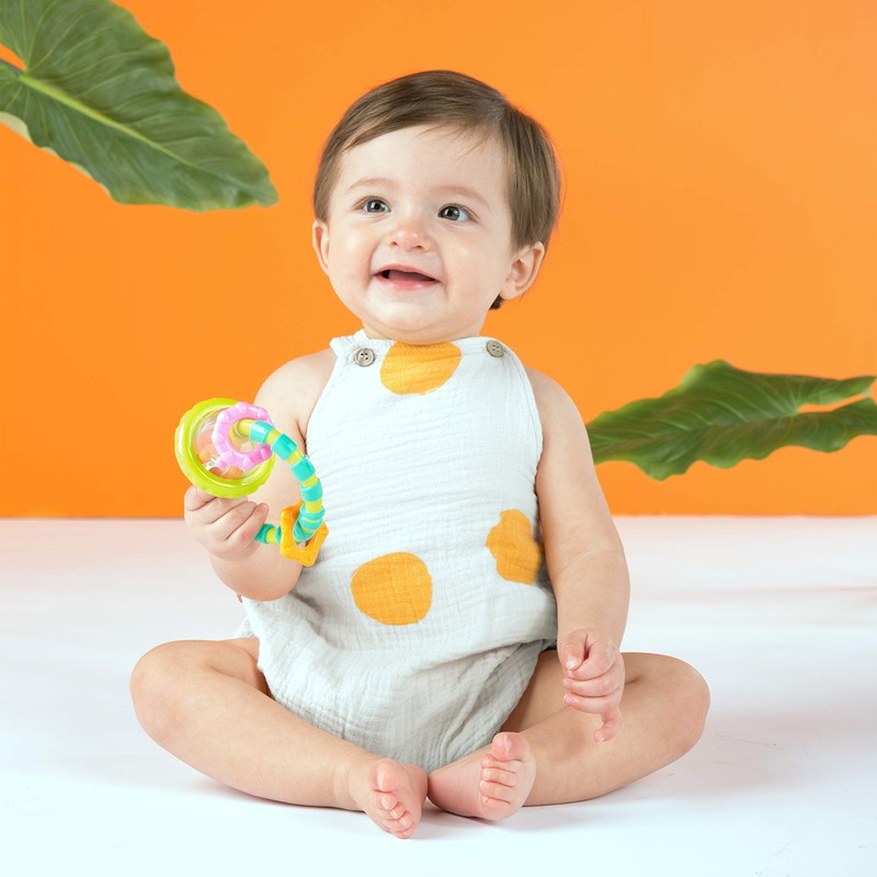 Bright Starts Grab & Spin Baby Rattle & BPA-Free Teether