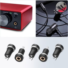 AzureRay 3.5mm Jack Plug (Pack of 5) - Stereo Audio Video Socket with Solder Connector - Compatible with Headphones, Speakers & Audio Devices - Includes Mounting Nut