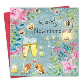 Twizler New Home Card - Champagne Mice Congratulations On Your New Home Card - House Warming Card - New Flat Housewarming Card