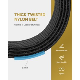 FAIRWIN Tactical Belt Men, 1.5" Stretch Nylon Web Military Hiking Rigger Work Belts with Quick-Release Seatbelt Buckle