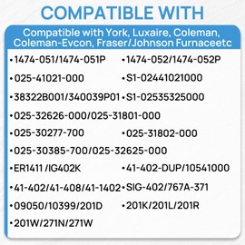 1474-052P 025-32626-000 Gas Furnace Ignitor 2 Porcelain Wire Nuts Compatible with Coleman Evcon Mobile Home Furnaces Replaces 1474-051P 025-32625-000 025-41021-000 Without Quick Connector