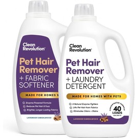 Clean Revolution Pet Hair Remover for Laundry 2-Pack – Removes Dog & Cat Hair Over Time – Enzyme Laundry Detergent & Fabric Softener, Odor Eliminator,